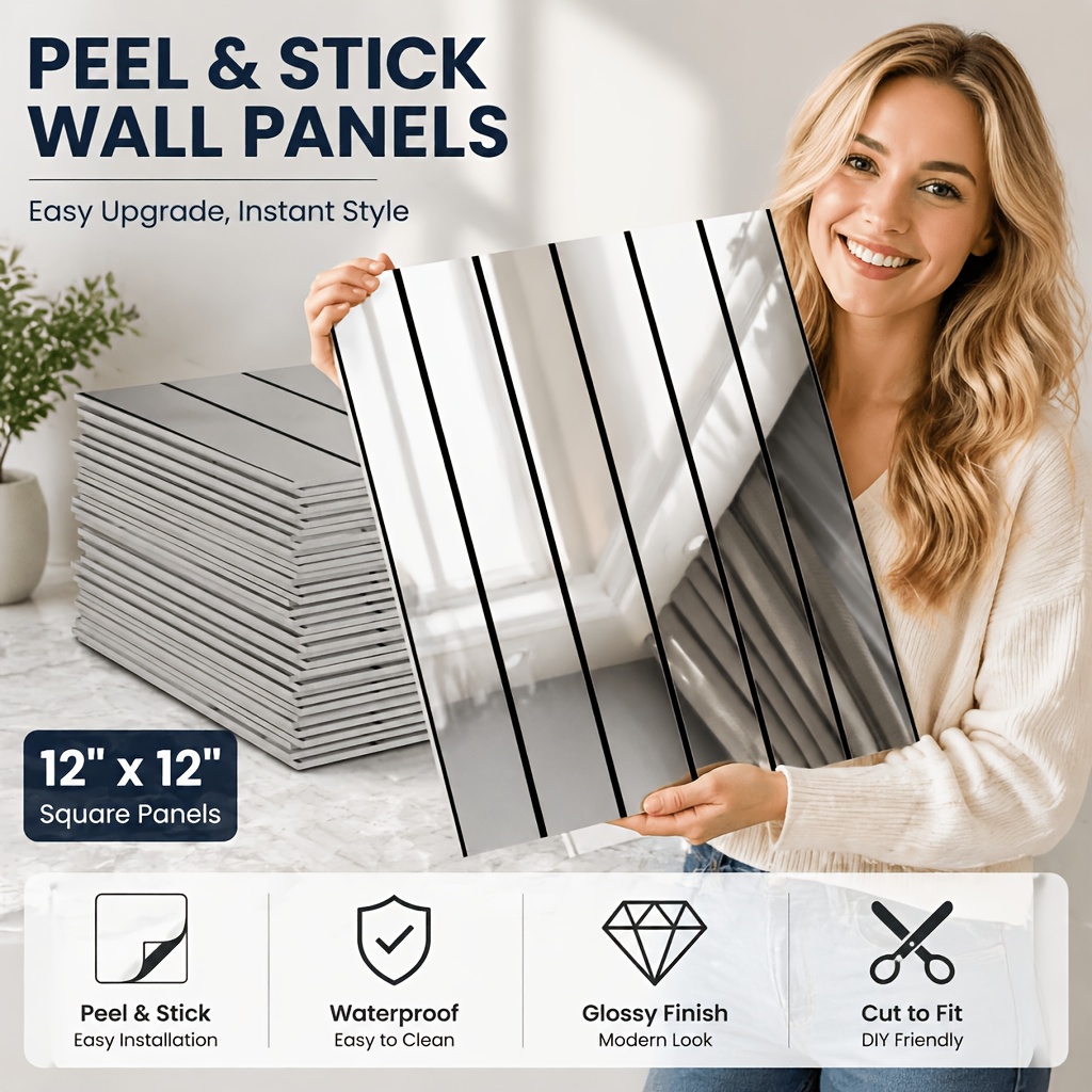 10pcs Striped Grid Self-Adhesi - Luxury Lifestyle Wallpaper recension och pris